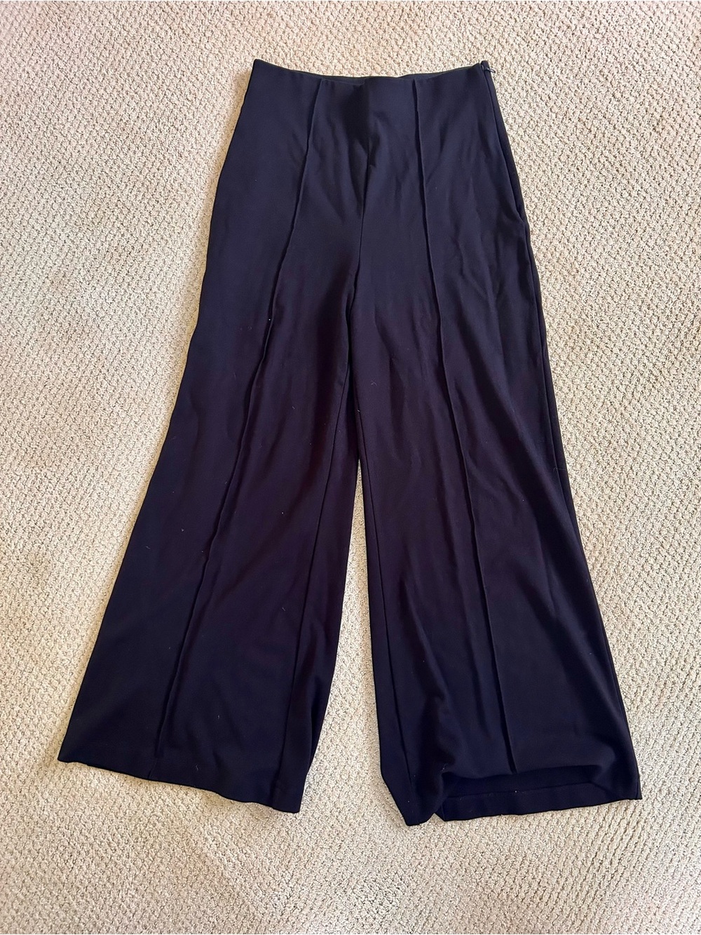 Quince Black Ponte Super Wide-Leg Women's Pants L/30